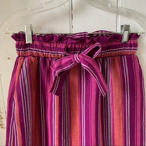 A New Day Linen Stripe Paper Bag Mini Skirt NWT XS - Picture 2 of 9
